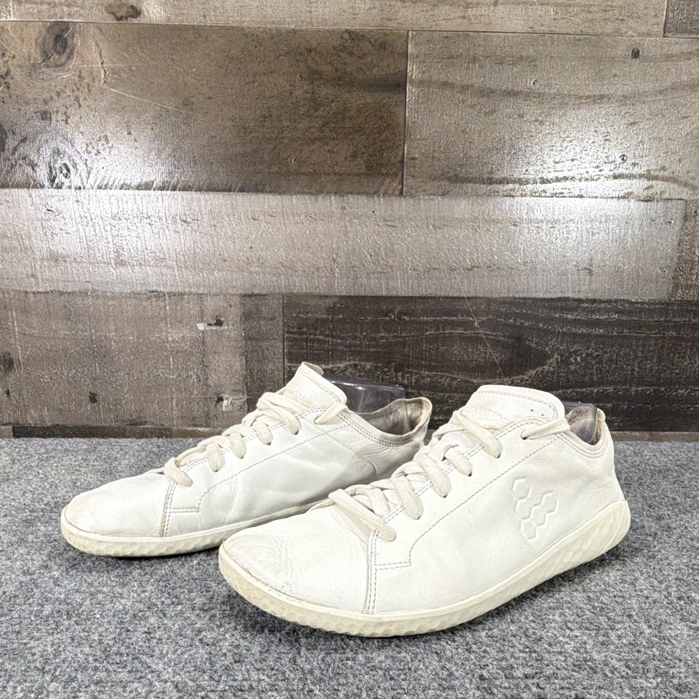 Vivobarefoot White Leather Sneakers Womens 9 Minimalist Barefoot Shoes Lace Up